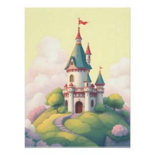 Poster Château balnéaire avec jardin verdoyant