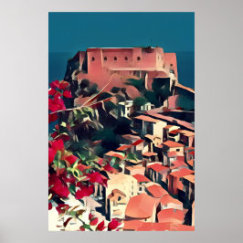 Poster Château by the Sea Italie Art Print