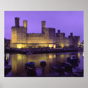 Poster Château de Caernarfon, la nuit, Gwynedd, Pays de G