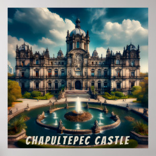 Poster Château de Chapultepec Mexique Vintage voyage