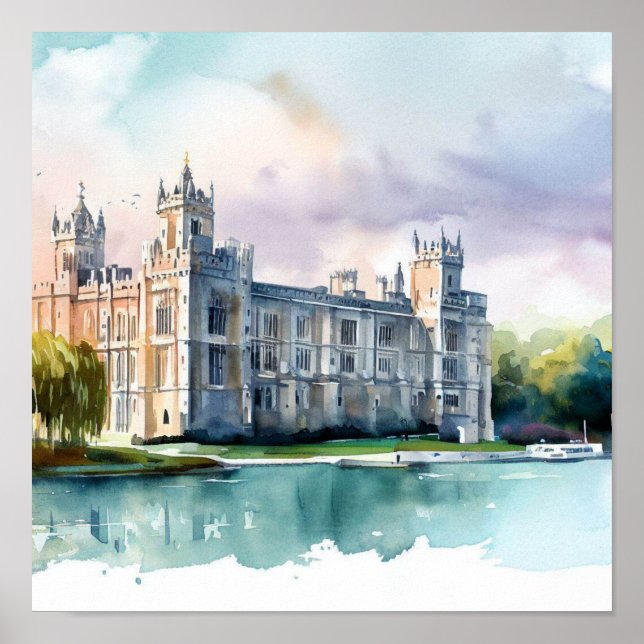 Poster Château de London-Windsor, (B), Aquarelle (Devant)