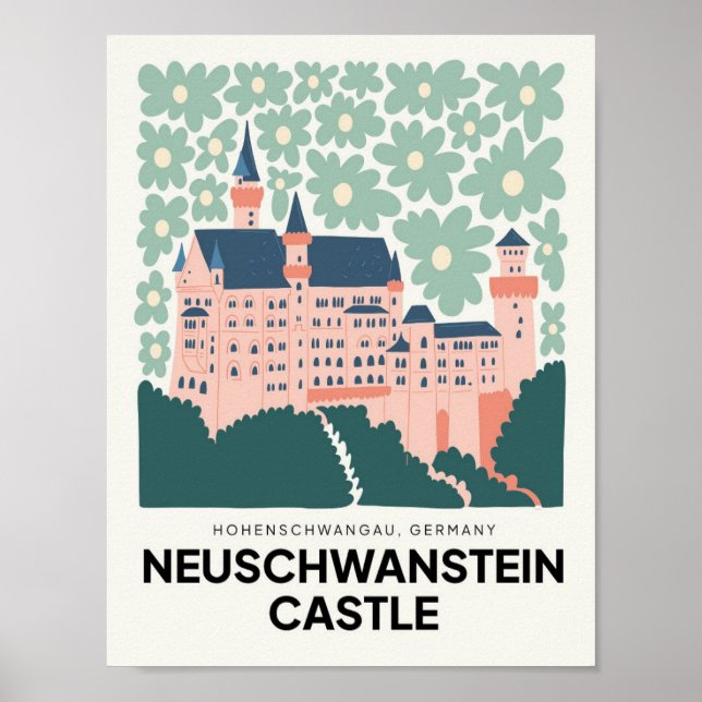 Poster Château de Neuschwanstein Allemagne voyage art flo (Devant)