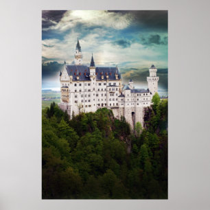 Poster Château de Neuschwanstein, ciel orageux