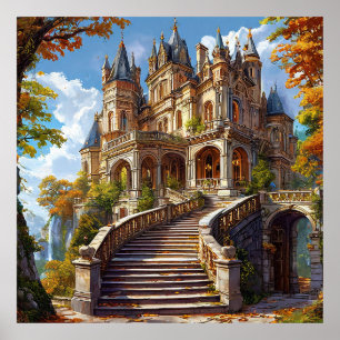 Poster Château de paysage d'automne pour maison de fantai