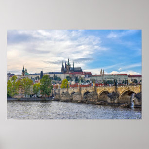Poster Château de Prague surplombant le pont Charles