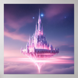 Poster Château de rêve flottant au-dessus des nuages