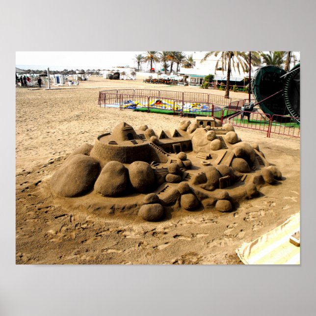 Poster Château de sable sur la plage de Marbella (Devant)