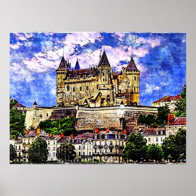 Poster Château de Saumur, Vallée de la Loire, France. (Devant)