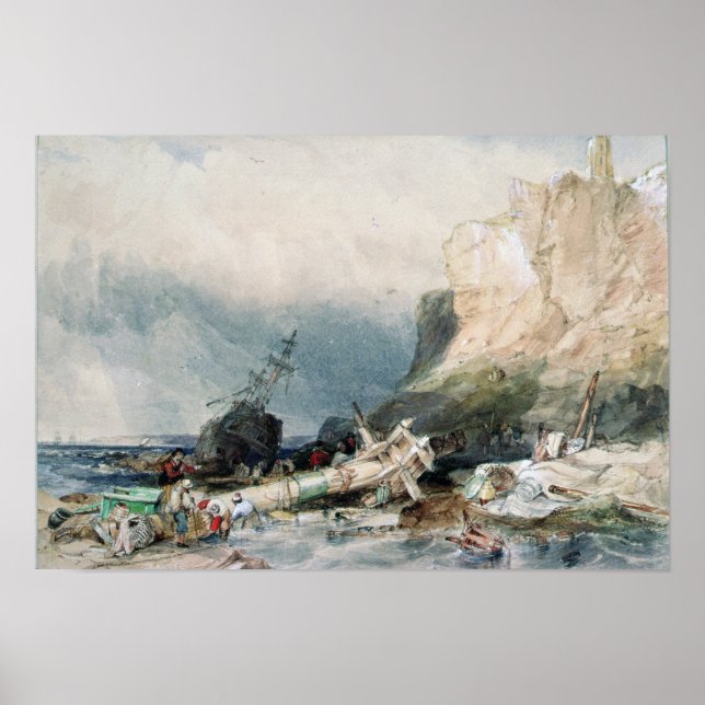 Poster Château de Tynemouth, Tyne et Wear, avec épave (Devant)