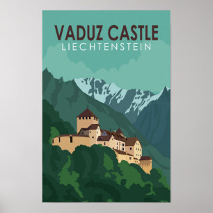 Poster Château de Vaduz Liechtenstein Voyage Art Vintage