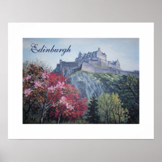Poster Château d'Édimbourg Ecosse peinture de Pola.B.Alex