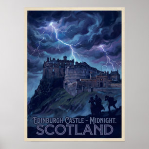 Poster Château d'Édimbourg Tempête de Minuit Voyage Gothi