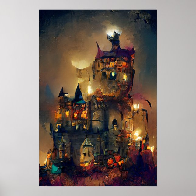 Poster Château d'Halloween, Château de Ghost, Poste d'Art (Devant)