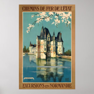 Poster Château d'Ô Orne Normandie France Voyage Vintage