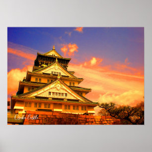 Poster Château d'Osaka (Coucher de soleil ver.)