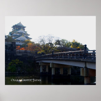 Poster Château d'Osaka de Bridge Japon Destination Voyage