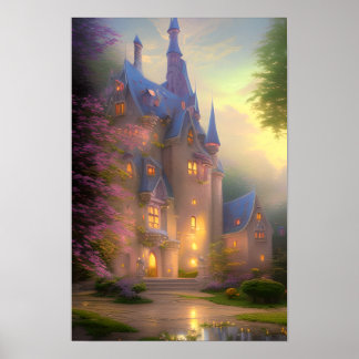 Poster Château Enchanted Forest Imaginaire Art