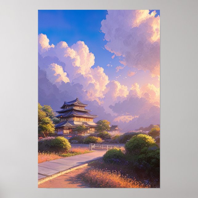 Poster Château japonais à Dusk (Devant)