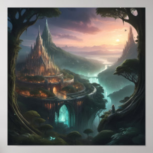 Poster Château Majestic d'Imaginaire - Enchantée Paysage 
