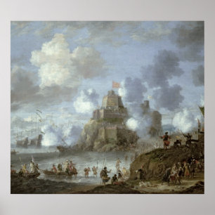 Poster Château méditerranéen sous le siège des Turcs