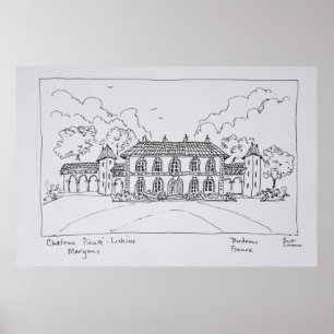 Poster Château Prieure-Lichine, Margaux, Bordeaux