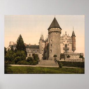 Poster Châteaux de Bourbon-Busset, Vichy, France Vintage