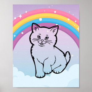 Poster chaton arc en ciel