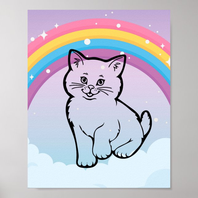Poster chaton arc en ciel (Devant)