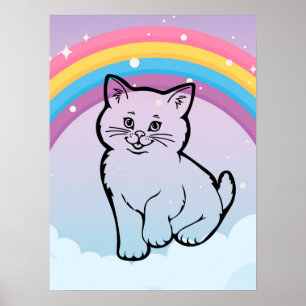 Poster chaton arc en ciel