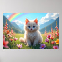 Chaton blanc dans la prairie d'Imaginaire Pittores