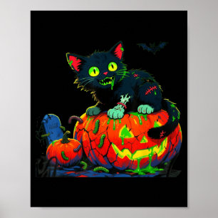 Poster Chaton Halloween Citrouille Chat Noir