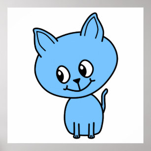 Poster Chaton mignon, dans le bleu