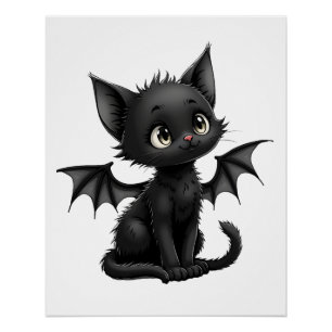 Poster Chaton noir grincheux d'Halloween en costume de ch
