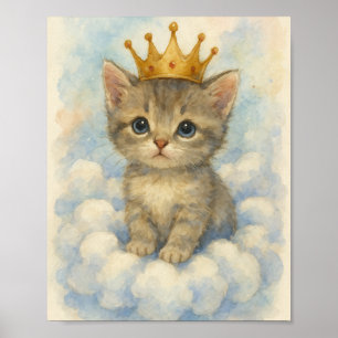 Poster Chaton royal fantaisiste portant une couronne sur