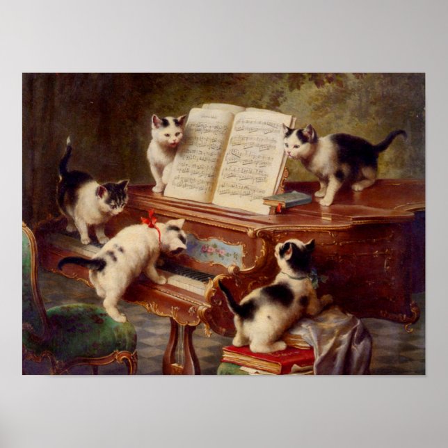 Poster Chatons et piano (Devant)