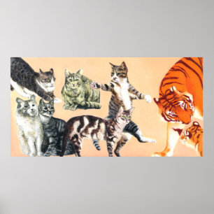 Poster Chats allant jouer