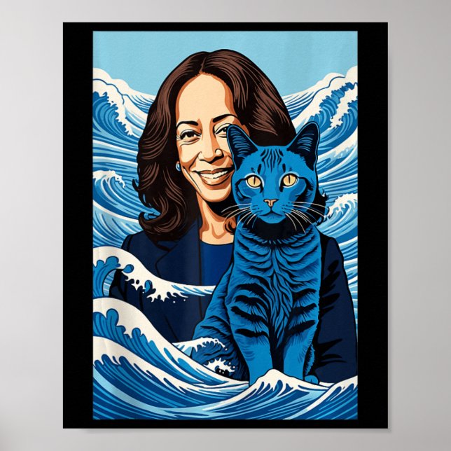 Poster Chats Bleus Vague Pour Kamala Funny Kamala Harris  (Devant)