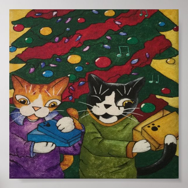 Poster Chats cadeaux de Noël (Devant)