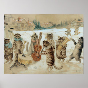 Poster Chats Carol Chant de Louis Wain