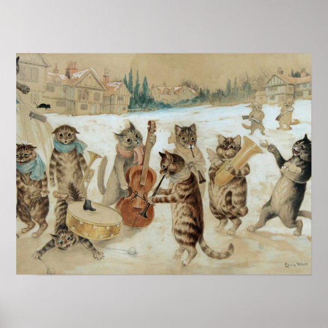 Poster Chats Carol Chant de Louis Wain (Devant)