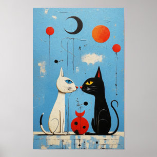 Poster Chats - Chat- un joan Miró Inspiré Graphisme