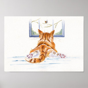 Poster Chats/chatons de gingembre : "Lèche-vitrines "