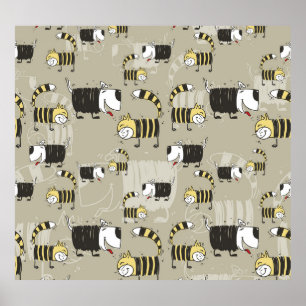 Poster Chats & Chiens : Drôle Texture sans Seamless
