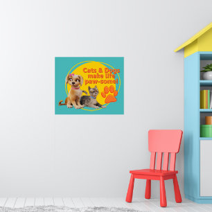Poster Chats & Chiens Font De La Vie Paw-some !