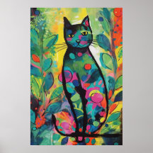 Chats dans la jungle Abstraite colorée