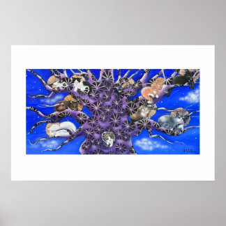 Poster Chats dans l'Arbre Art Fantaisiste