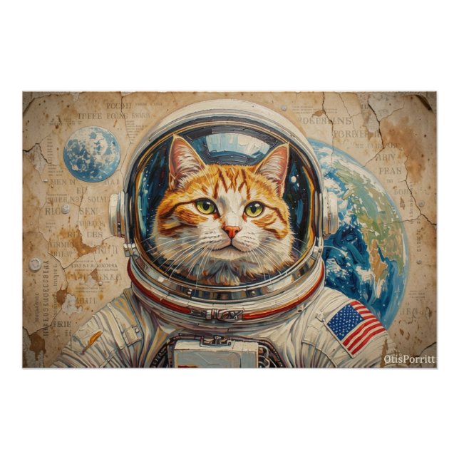POSTER CHATS DANS L'ESPACE 4 (Devant)