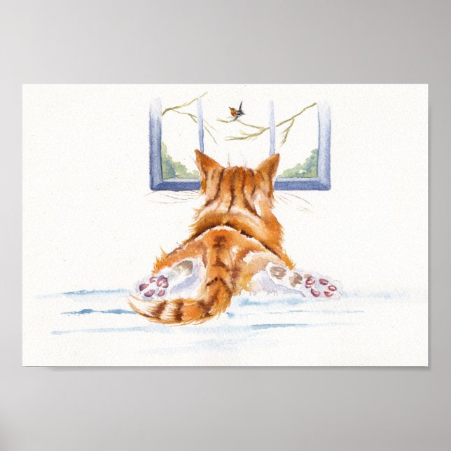 Poster Chats de gingembre / chatons : "Shopping de fenêtr (Devant)