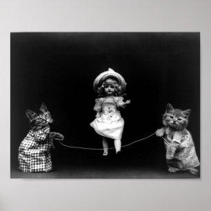 Poster Chats De Jeu Avec Poupée Sautant Harry Libère