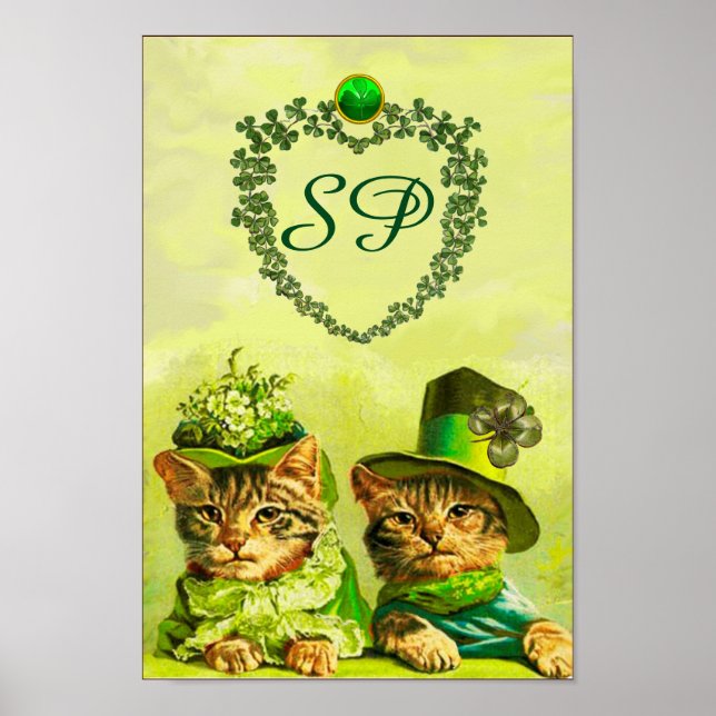 POSTER CHATS DE LA SAINT-PATRICK DE MODE DRÔLE,MONOGRAMME (Devant)
